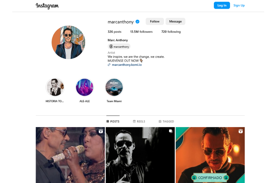 Marc Anthony's Social Media Following